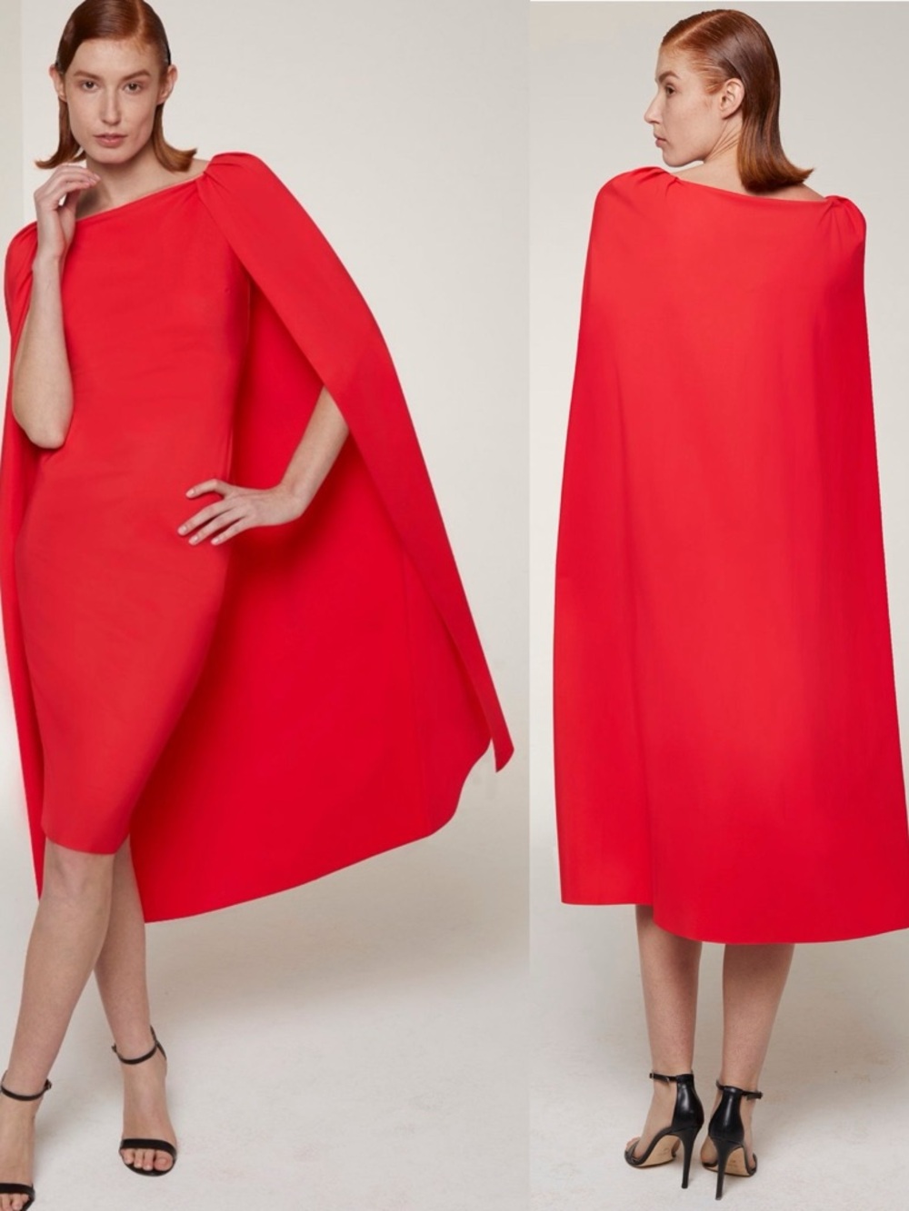 Chiara Boni La Petite Robe Takara Red Cape Dress Size US 6 NWT
